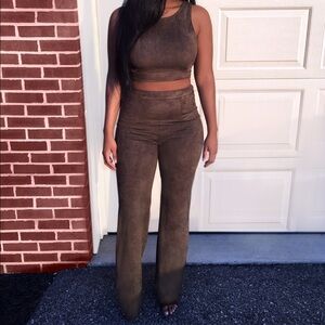 Soft Suede Hi Waist Pant